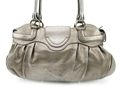 Salvatore Ferragamo Hand Bag Tote Purse Gancini Silver Authentic