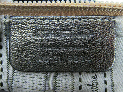 Salvatore Ferragamo Hand Bag Tote Purse Gancini Silver Authentic