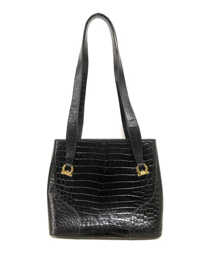 Salvatore Ferragamo Hand Bag Tote Purse Gancini Black Authentic