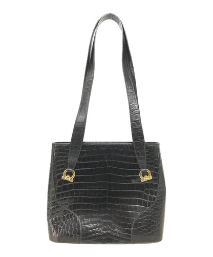 Salvatore Ferragamo Hand Bag Tote Purse Gancini Black Authentic