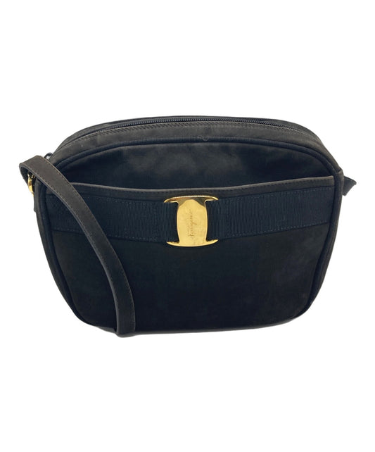Salvatore Ferragamo Shoulder Bag Purse Vara Ribbon Black Authentic