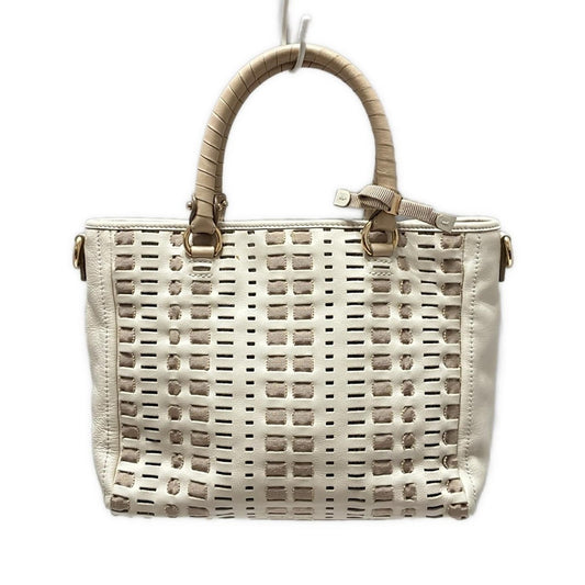 Salvatore Ferragamo Hand Bag Tote Purse Vara Leather Polyester Beige Authentic