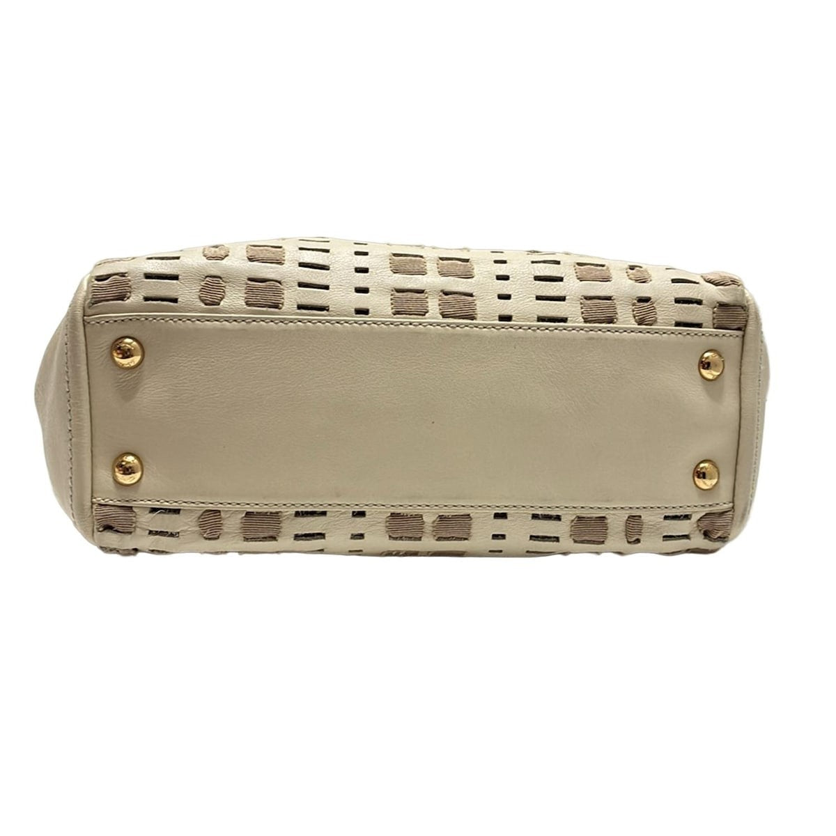 Salvatore Ferragamo Hand Bag Tote Purse Vara Leather Polyester Beige Authentic