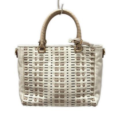 Salvatore Ferragamo Hand Bag Tote Purse Vara Leather Polyester Beige Authentic