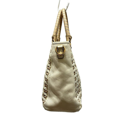 Salvatore Ferragamo Hand Bag Tote Purse Vara Leather Polyester Beige Authentic