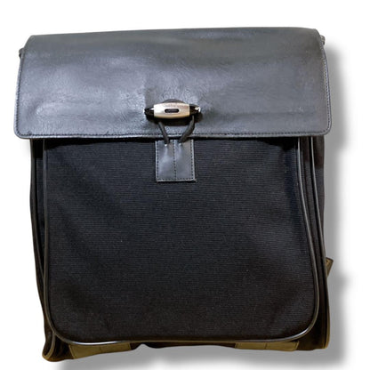 Montblanc Shoulder Bag Purse Canvas Leather Black Authentic