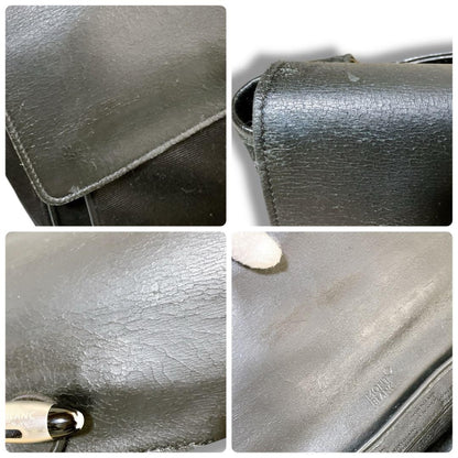Montblanc Shoulder Bag Purse Canvas Leather Black Authentic