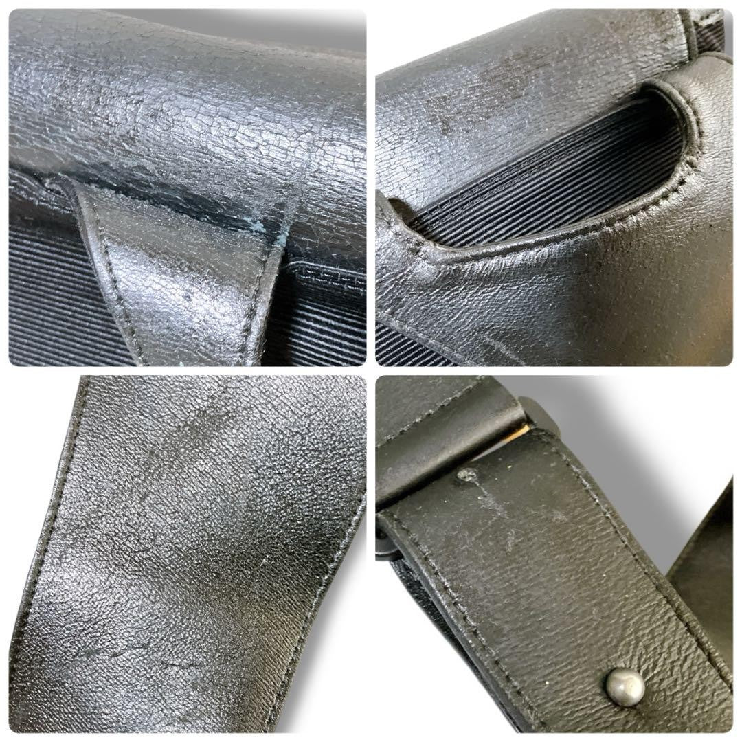 Montblanc Shoulder Bag Purse Canvas Leather Black Authentic