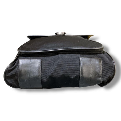 Montblanc Shoulder Bag Purse Canvas Leather Black Authentic