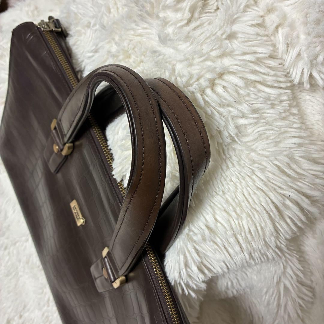 Montblanc Business Bag Briefcase Leather Dark Brown Authentic