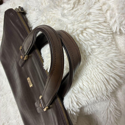 Montblanc Business Bag Briefcase Leather Dark Brown Authentic