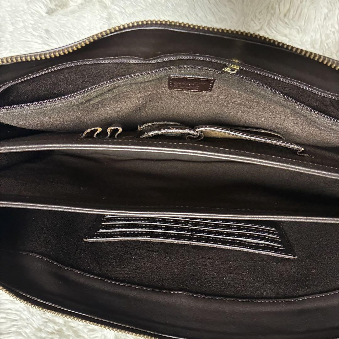 Montblanc Business Bag Briefcase Leather Dark Brown Authentic