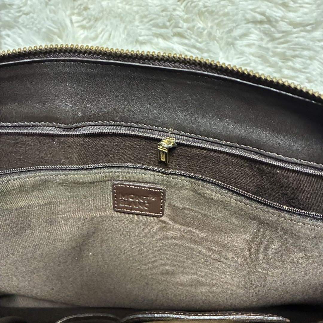 Montblanc Business Bag Briefcase Leather Dark Brown Authentic