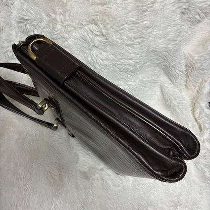 Montblanc Business Bag Briefcase Leather Dark Brown Authentic
