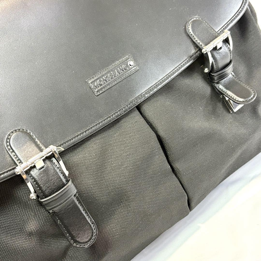 Montblanc Business Bag Briefcase Leather Canvas Black Authentic