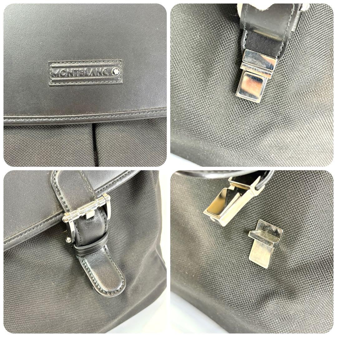 Montblanc Business Bag Briefcase Leather Canvas Black Authentic