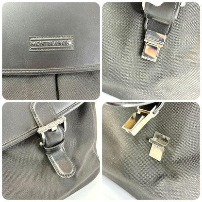 Montblanc Business Bag Briefcase Leather Canvas Black Authentic