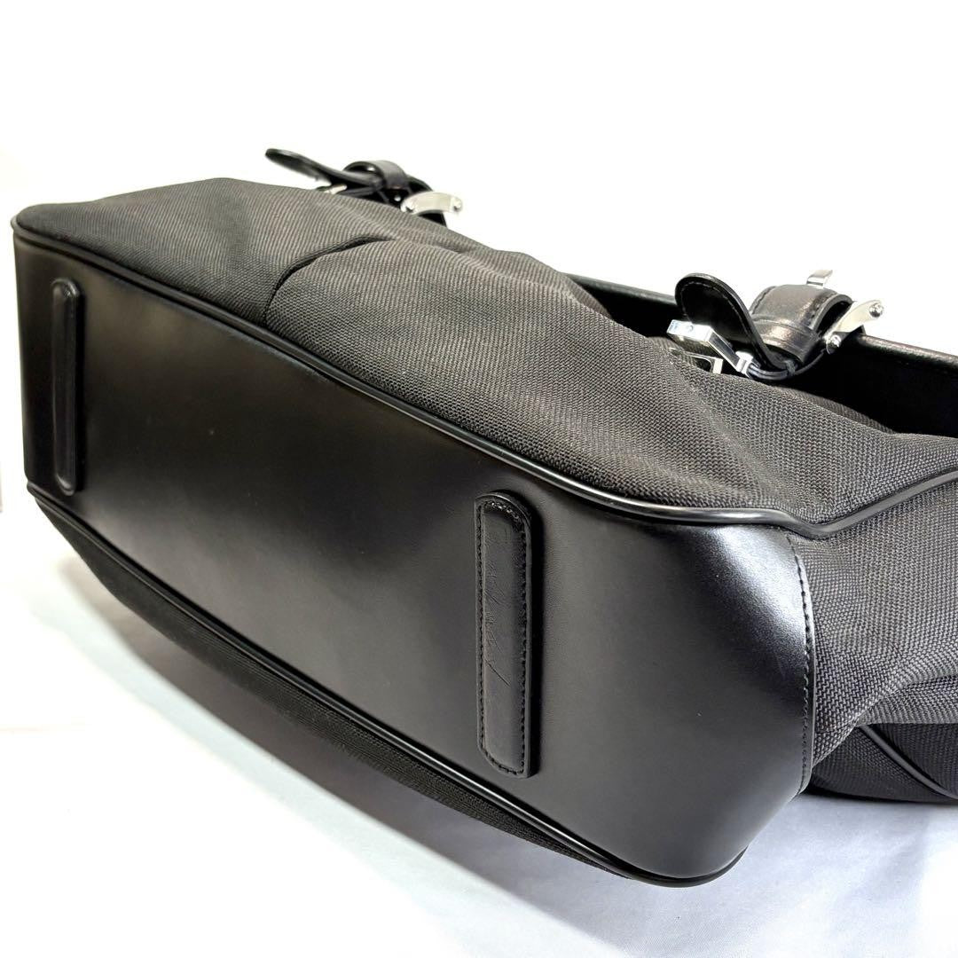 Montblanc Business Bag Briefcase Leather Canvas Black Authentic