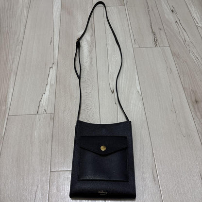 MULBERRY Shoulder Bag Purse Phone Pouch Leather Black Authentic