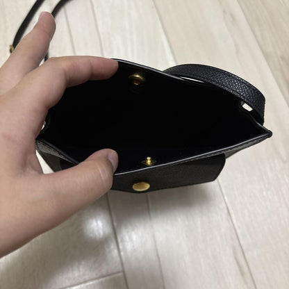 MULBERRY Shoulder Bag Purse Phone Pouch Leather Black Authentic