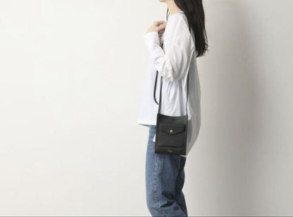 MULBERRY Shoulder Bag Purse Phone Pouch Leather Black Authentic