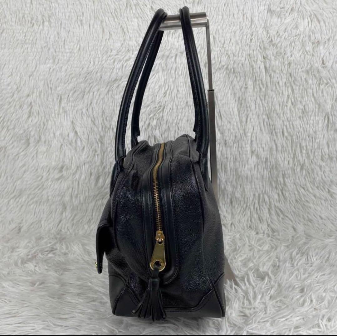 MULBERRY Hand Bag Tote Purse Turn Lock Leather Black Authentic