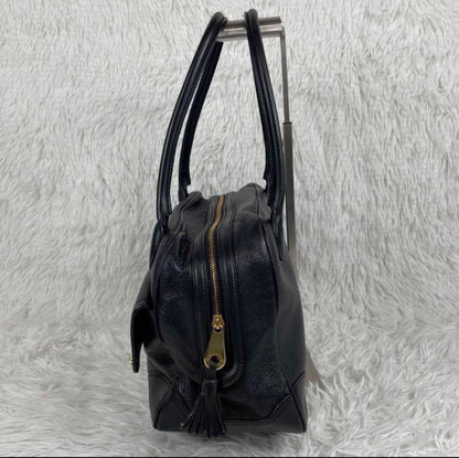 MULBERRY Hand Bag Tote Purse Turn Lock Leather Black Authentic