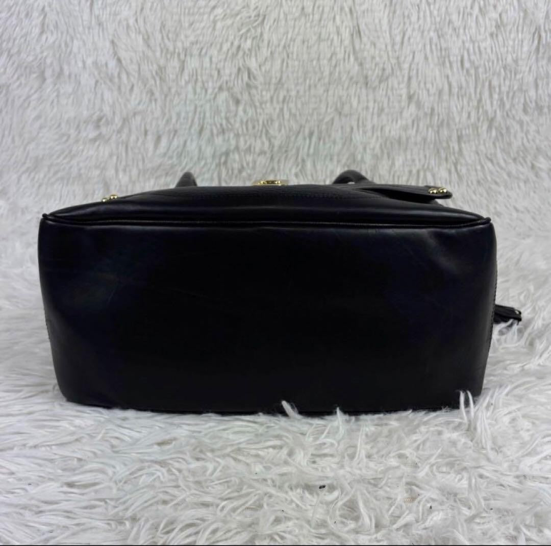 MULBERRY Hand Bag Tote Purse Turn Lock Leather Black Authentic