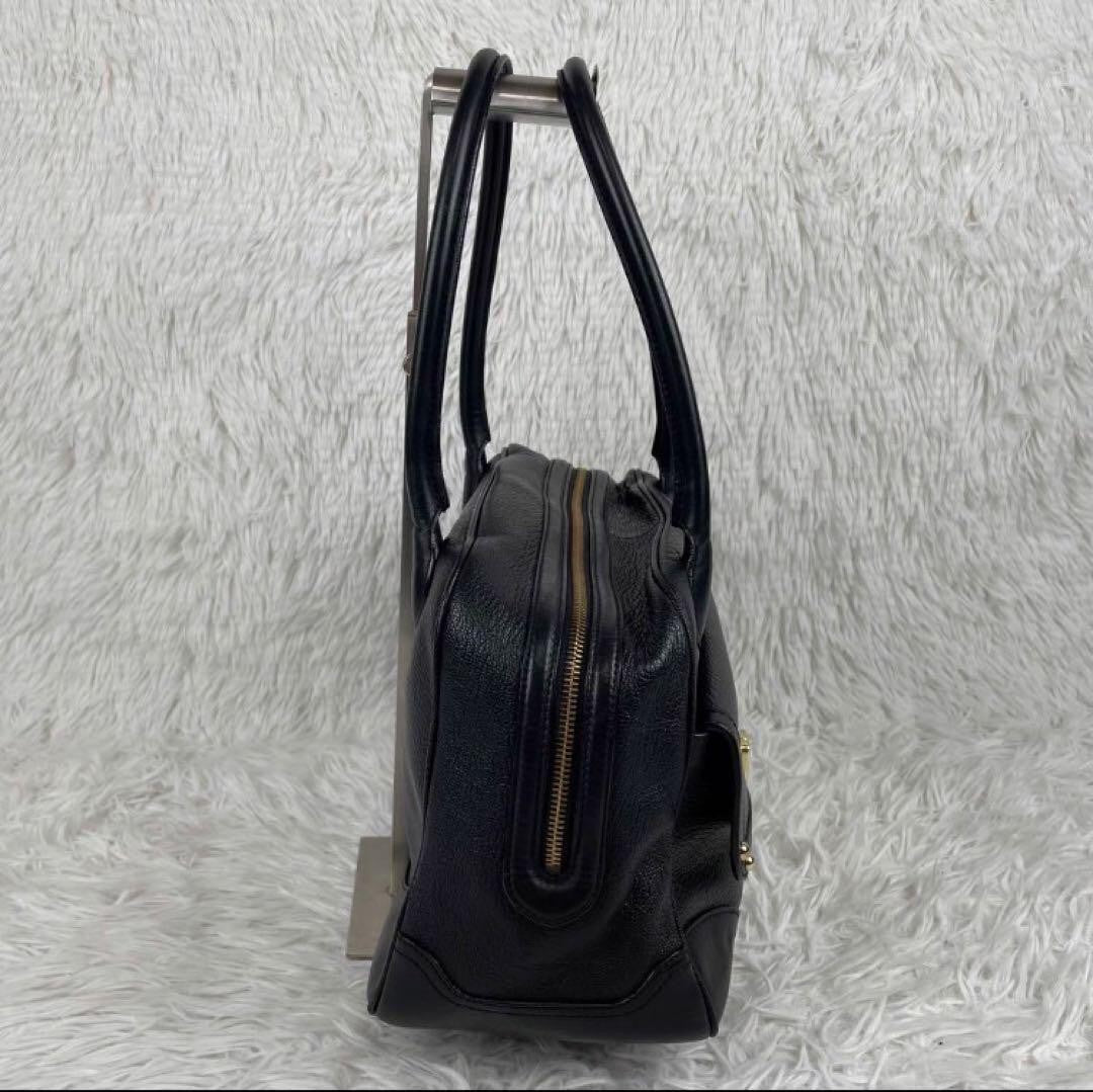 MULBERRY Hand Bag Tote Purse Turn Lock Leather Black Authentic
