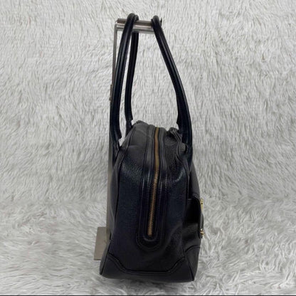 MULBERRY Hand Bag Tote Purse Turn Lock Leather Black Authentic