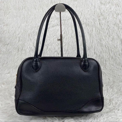 MULBERRY Hand Bag Tote Purse Turn Lock Leather Black Authentic