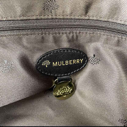 MULBERRY Hand Bag Tote Purse Turn Lock Leather Black Authentic