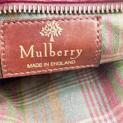 MULBERRY Hand Bag Tote Purse Leather Bordeaux Authentic