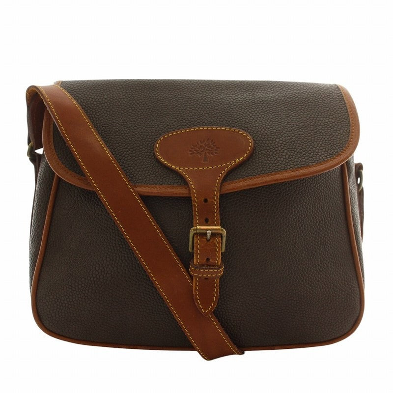 MULBERRY Shoulder Bag Purse PVC Leather Brown Authentic