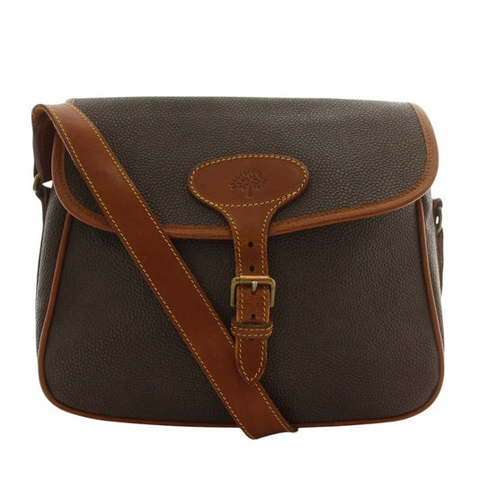 MULBERRY Shoulder Bag Purse PVC Leather Brown Authentic