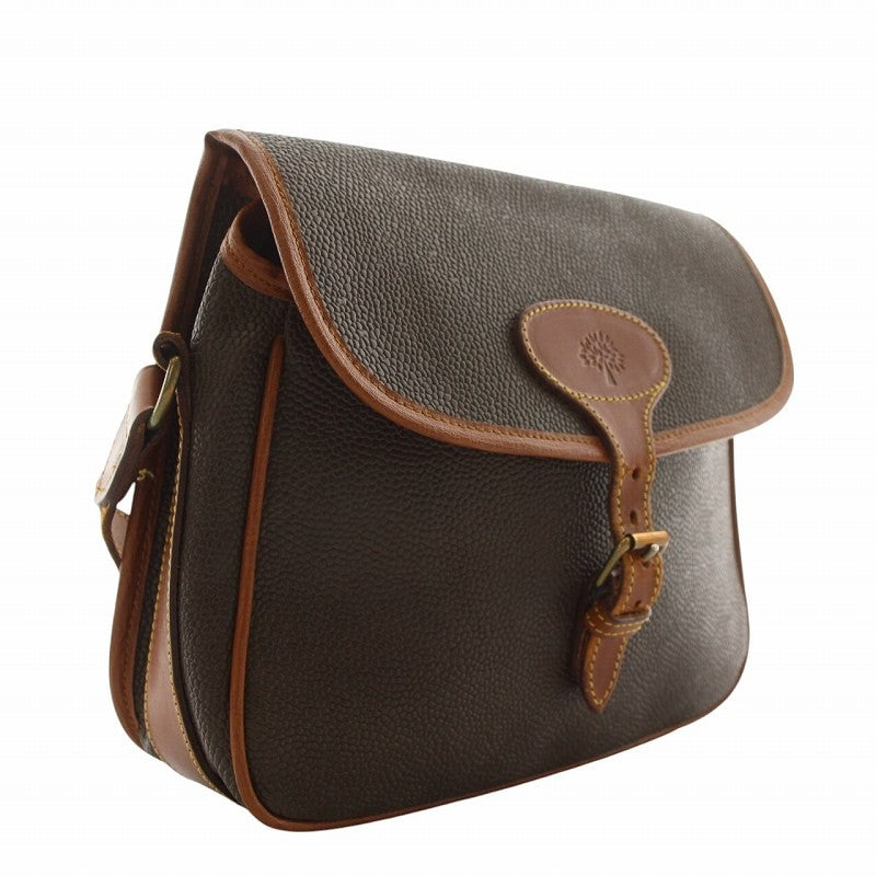 MULBERRY Shoulder Bag Purse PVC Leather Brown Authentic