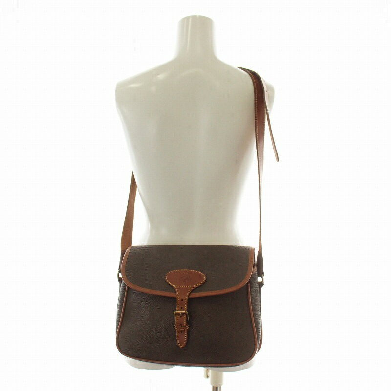 MULBERRY Shoulder Bag Purse PVC Leather Brown Authentic