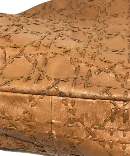 Christian Dior Hand Bag Tote Purse Logo charm Leather Brown Authentic