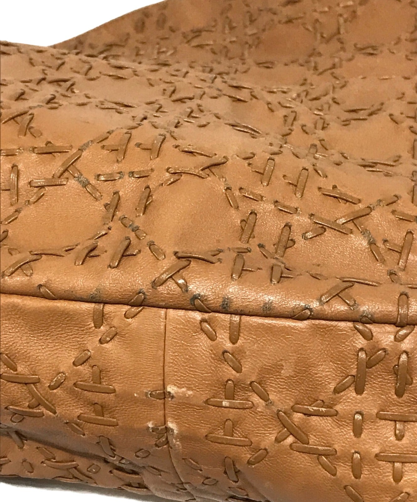 Christian Dior Hand Bag Tote Purse Logo charm Leather Brown Authentic