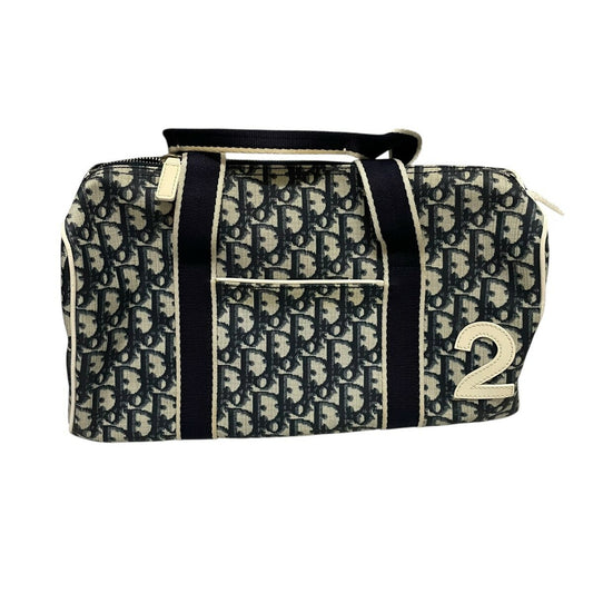Christian Dior Hand Bag Tote Purse Mini Boston Bag Trotter Navy Authentic