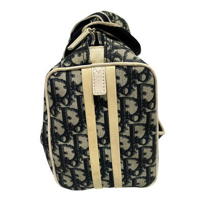 Christian Dior Hand Bag Tote Purse Mini Boston Bag Trotter Navy Authentic