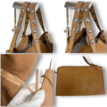MIU MIU Hand Bag Tote Purse Leather Light Brown Camel Authentic