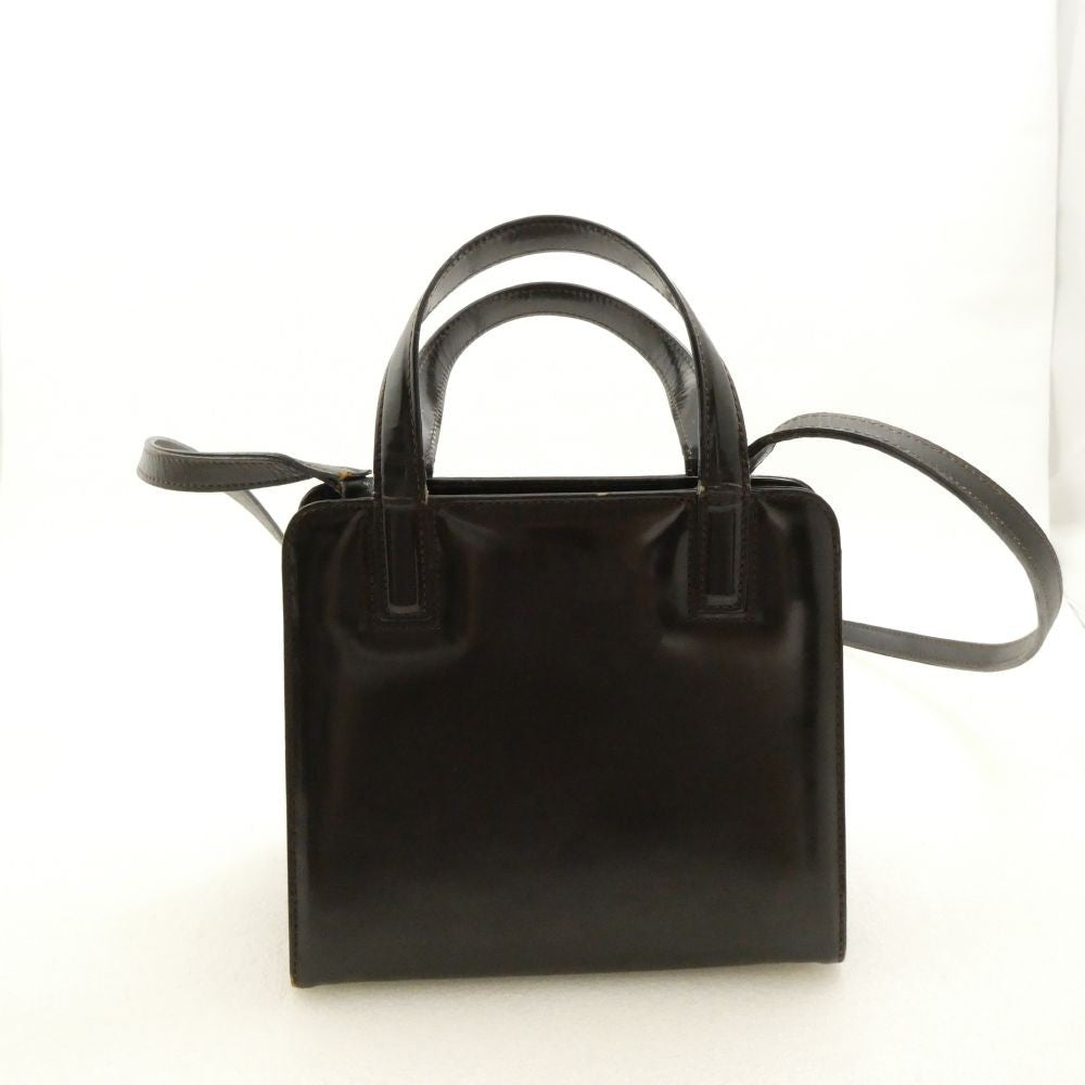 Salvatore Ferragamo Hand Shoulder Bag Tote Purse 2way Gancini Leather Brown Auth