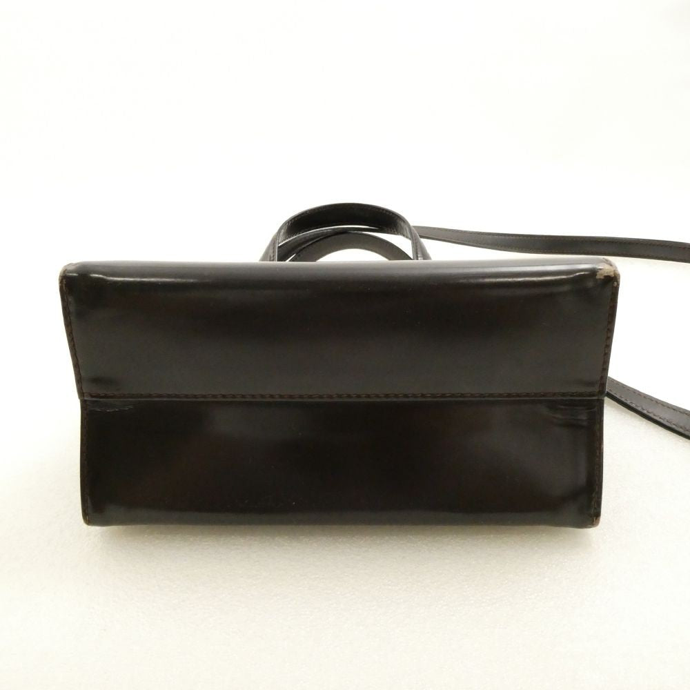 Salvatore Ferragamo Hand Shoulder Bag Tote Purse 2way Gancini Leather Brown Auth