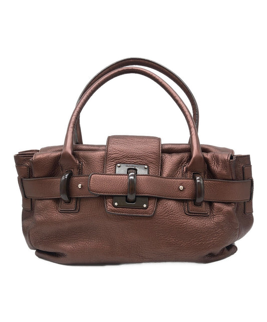 Salvatore Ferragamo Hand Bag Tote Purse Brown Authentic