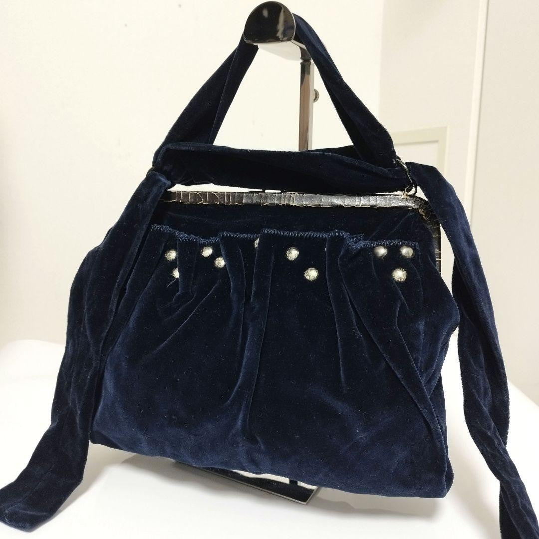 MIU MIU Hand Bag Tote Purse Suede Dark Navy Authentic