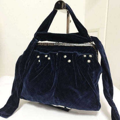 MIU MIU Hand Bag Tote Purse Suede Dark Navy Authentic