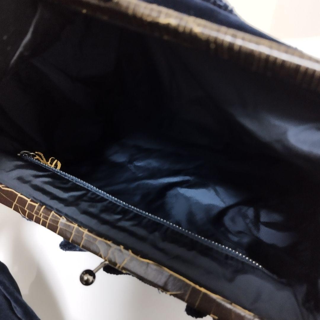 MIU MIU Hand Bag Tote Purse Suede Dark Navy Authentic