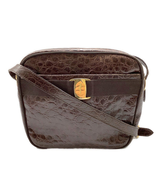 Salvatore Ferragamo Shoulder Bag Purse Brown Authentic