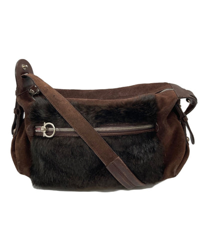 Salvatore Ferragamo Shoulder Bag Purse Gancini Authentic Brown